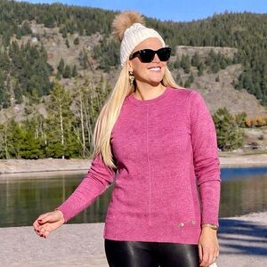 Classic Casual Small‎ Knit Sweater Rib Trim Heathered Pink